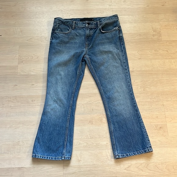 Denim X Alexander Wang Trap Denim Cropped Flare Jeans Size 29 Light Wash Indigo - Picture 5 of 15